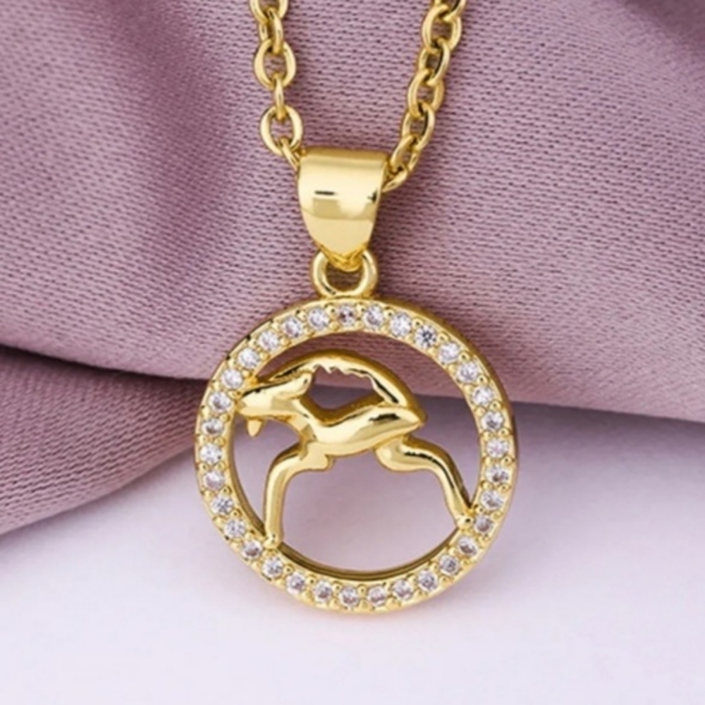 SEE MY NEW LISTING Aries Zodiac Necklace Zircon Gold Plated Stainless Steel - Picture 1 of 16